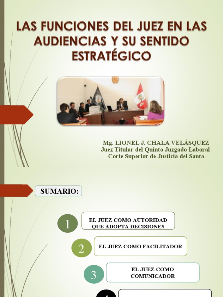 Sesión 2 Las Funciones Del Juez En Las Audiencias Y Su Pdf Juez