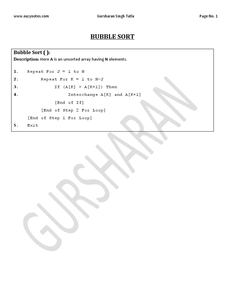 Bubble Sort | PDF