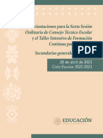 Orientaciones Séptima Sesión Ordinaria de CTE y Taller Intensivo de Formación Continua para Docentes. Secundarias Generales y Técnicas