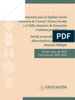 Orientaciones Séptima Sesión Ordinaria de CTE y Taller Intensivo de Formación Continua para Docentes. Inicial, Preescolar, Primaria, Telesecundaria y CAM.