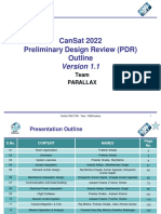 Cansat 2022 Preliminary Design Review (PDR) Outline: Team Parallax