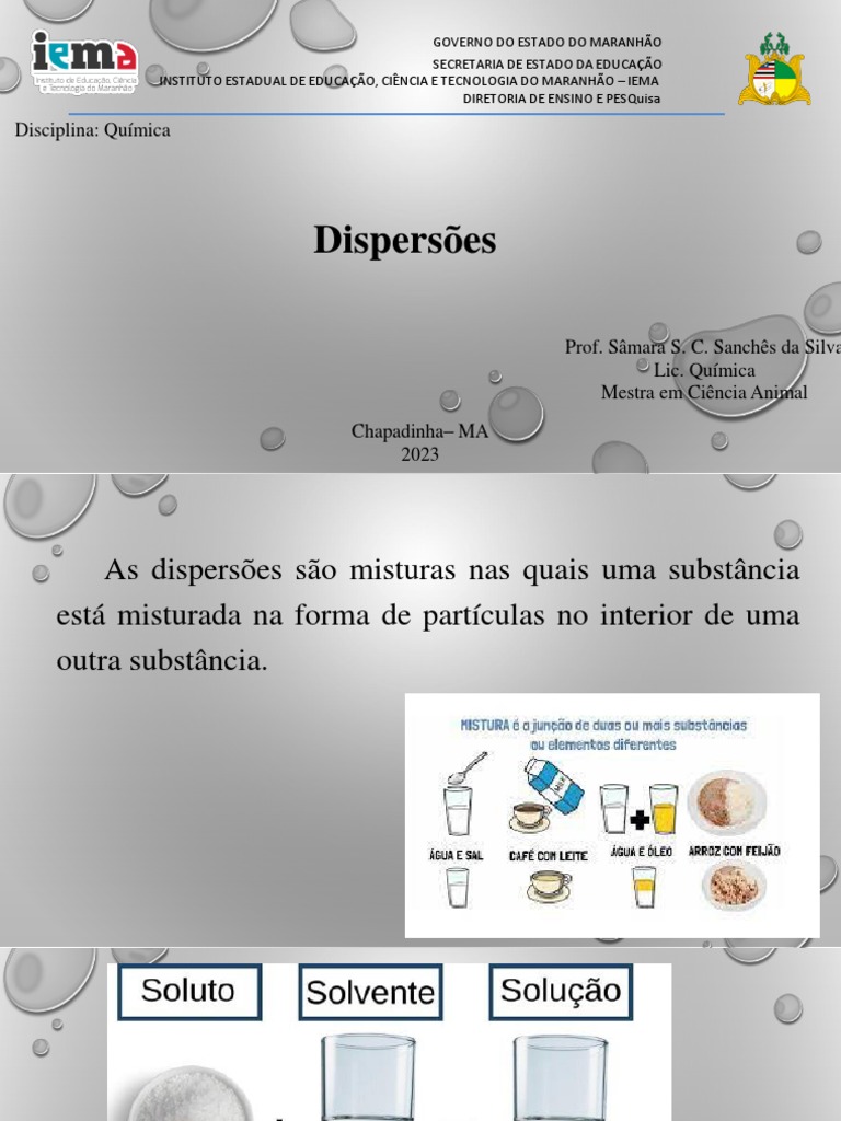 Aula 1 dispersões | PDF | Mistura | Coloide
