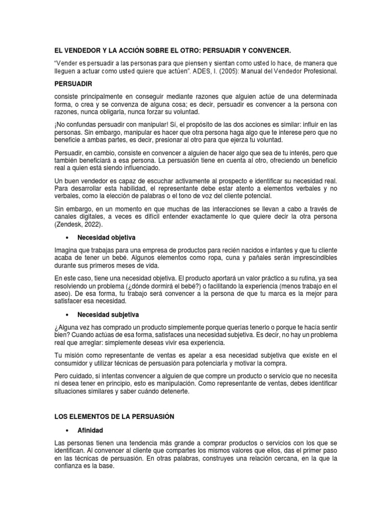 Técnicas de Persuasión en Ventas | PDF