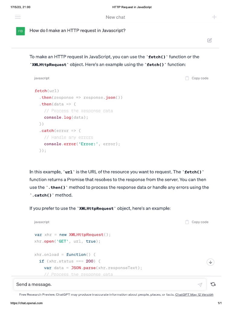 Http Request In Javascript