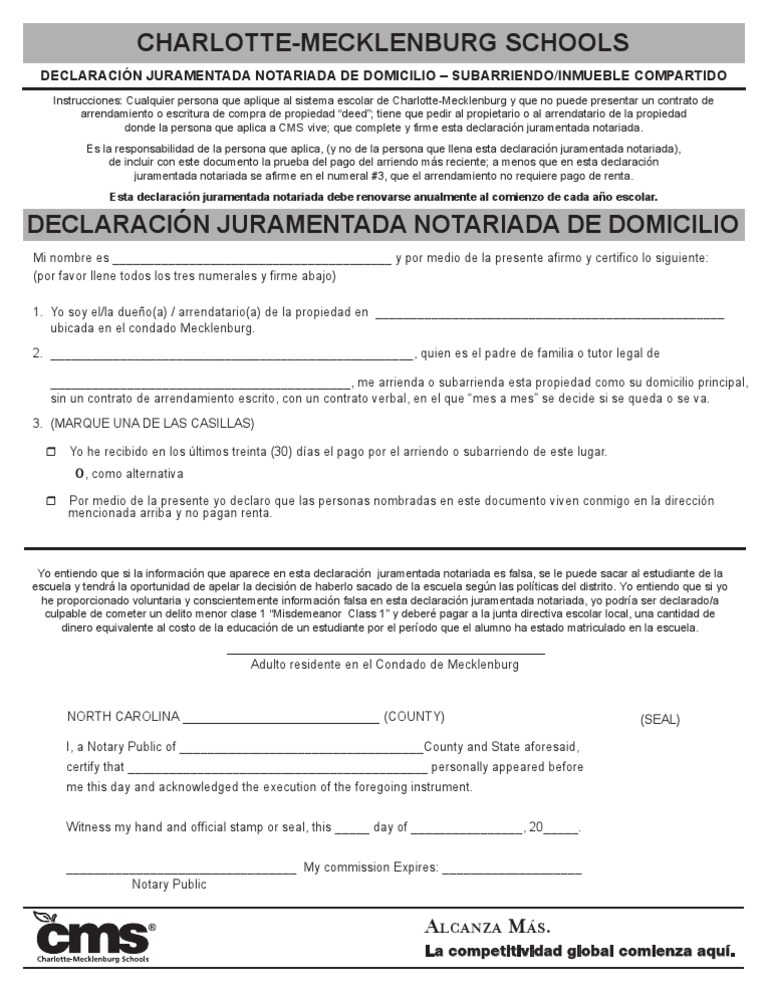 Affidavit de Residencia en Español | PDF