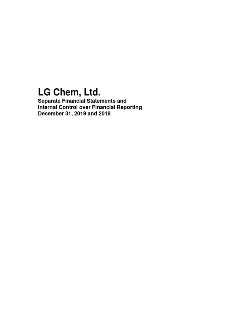 LG Chem, LTD. Separate Financial Statements and Internal Control Over