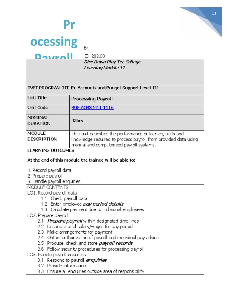 Ethiopian Payroll Processing Guide | PDF | Payroll | Payroll Tax