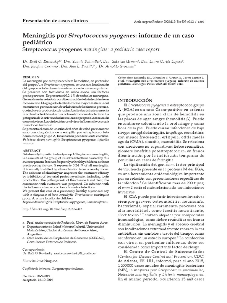 Caso Clinico de Meningitis | PDF | Meningitis | Estreptococo