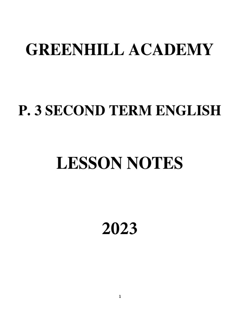 P.3 Term 2 English Lesson Notes | PDF | Adverb | English Language