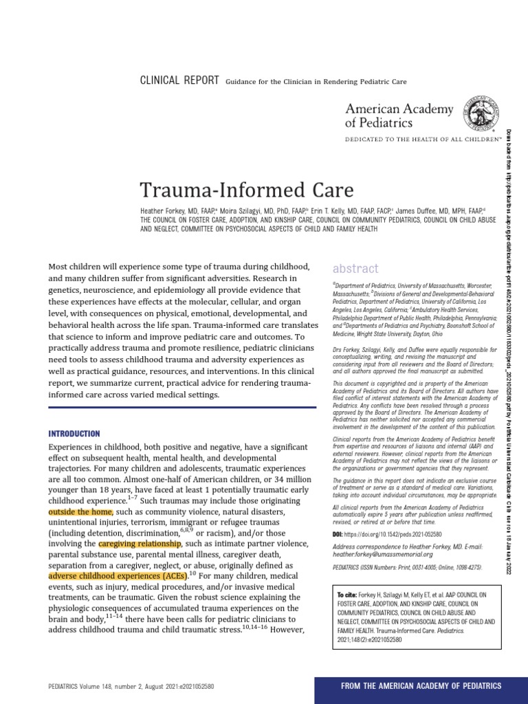 Trauma Informed Care AAP 2021 | PDF