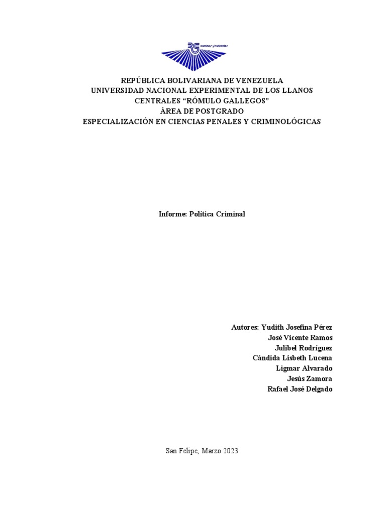 Política Criminal en Venezuela | PDF | Crímenes | Crimen y violencia