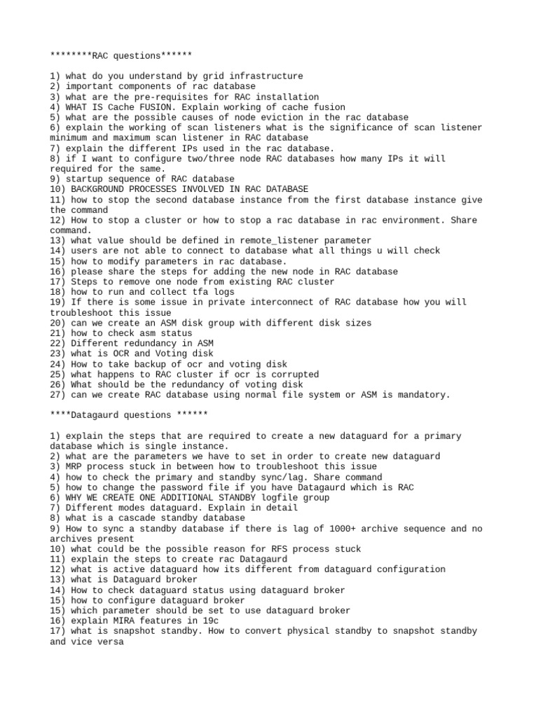 Interview Questions For DBA PDF