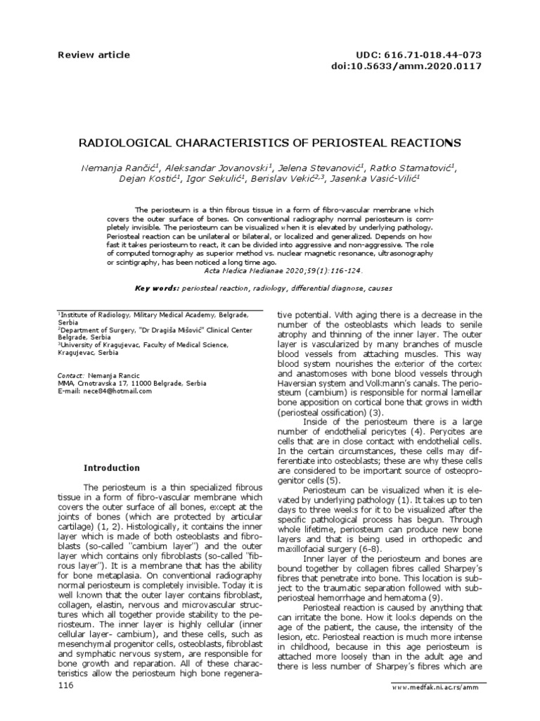 Analyzing Periosteal Reactions A Review of Radiological