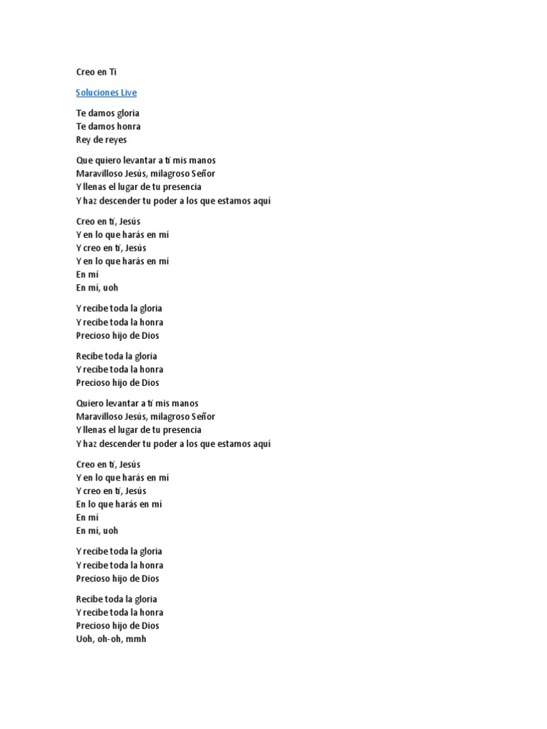 Creo en Ti Letra | PDF