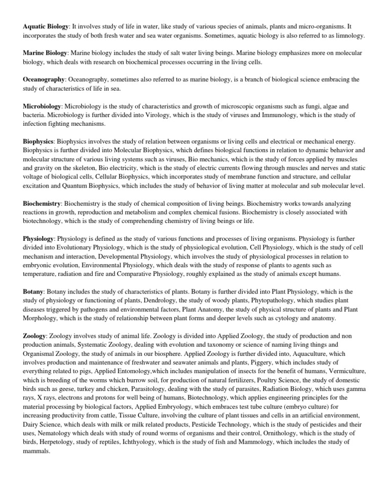 Aquatic Biology PDF Zoology Biology