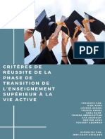 Critères de Réussite de La Phase de Transition de L'enseignement Supérieur À La Vie Active