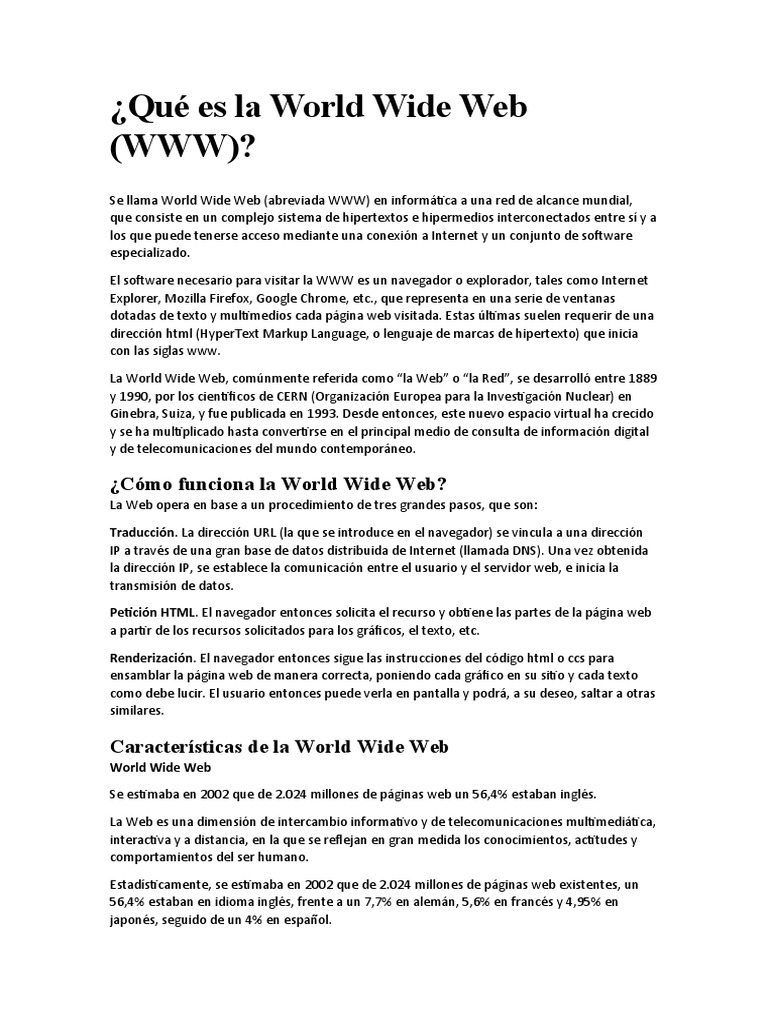 Qué es la World Wide Web (WWW) | PDF | Red mundial | Internet y web