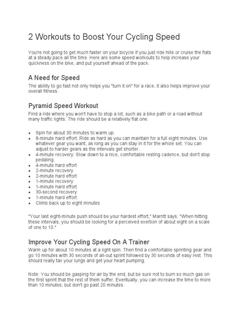 2 Workouts To Boost Your Cycling Speed PDF