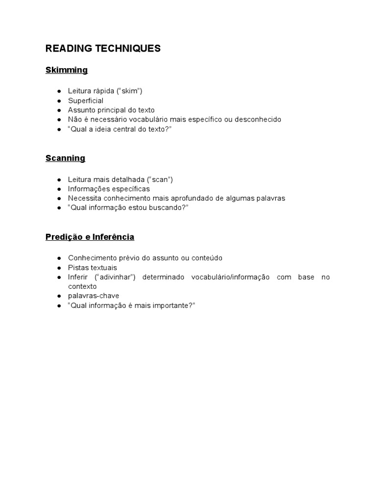 Técnicas de Leitura: Skimming e Scanning | PDF | Informação | Canadá