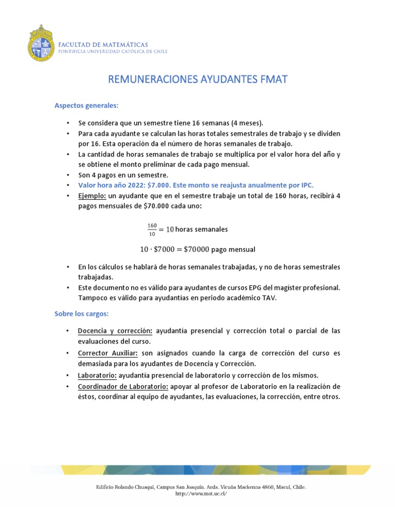 calculo-de-remuneracion-ayudantes-fmat-2022 | PDF
