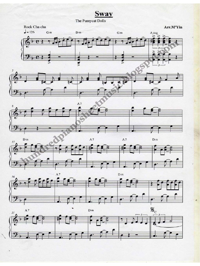 The Pussycat Dolls Sway SheetMusic365 PDF