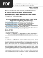 Derecho A La Educación de Las Personas Privadas de Libertad en El "Centro de Privación de Libertad" de Santo Domingo