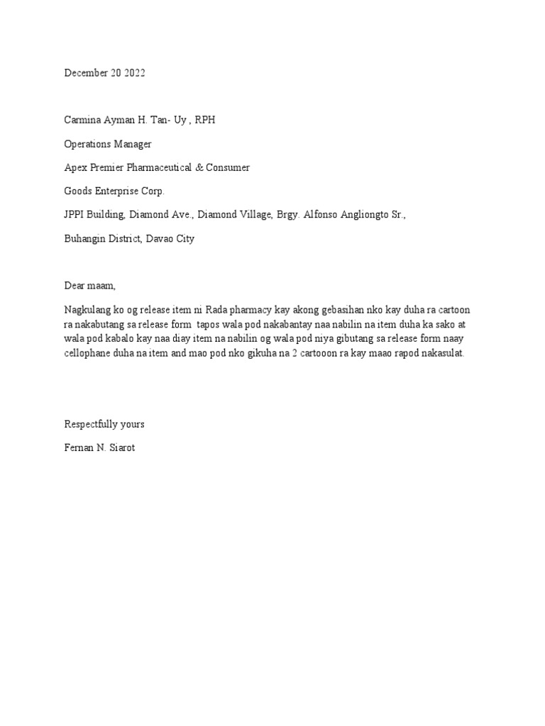 Release Item Discrepancy Notice | PDF
