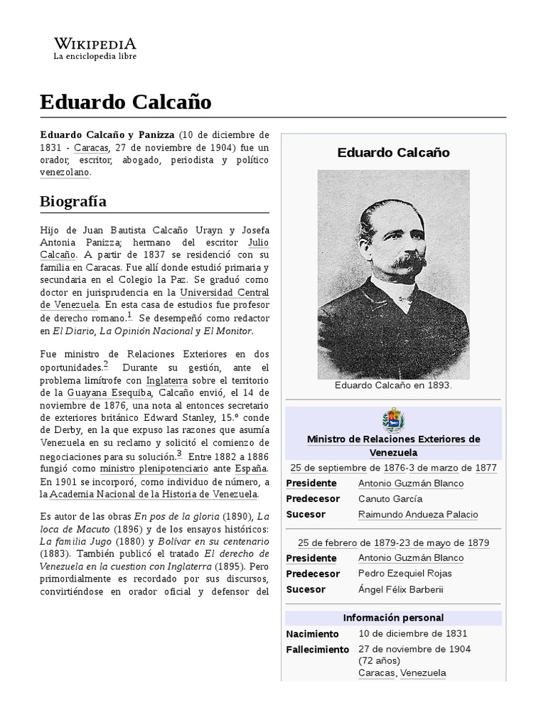Biografía de Eduardo Calcaño | PDF | Venezuela