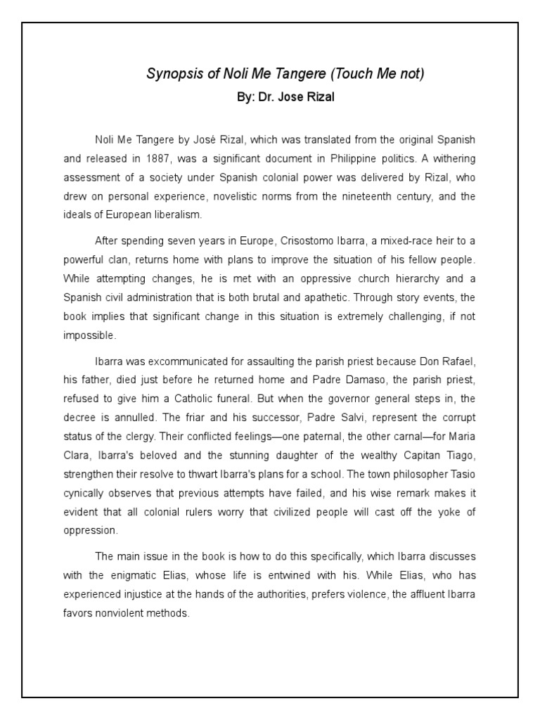 Synopsis of Noli Me Tangere | PDF