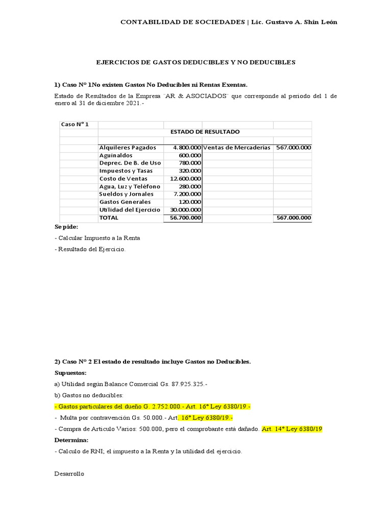 Gastos No Deducibles en Contabilidad | PDF | Derecho