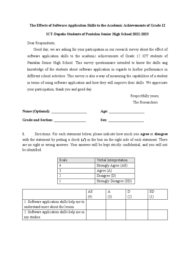 Survey Questionnaires of Group 1 | PDF | Software | Internet