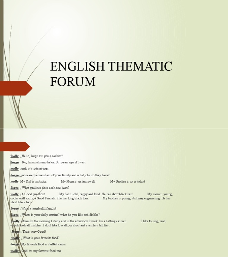 Family and Daily Life Conversations | PDF | Language Arts & Discipline ...