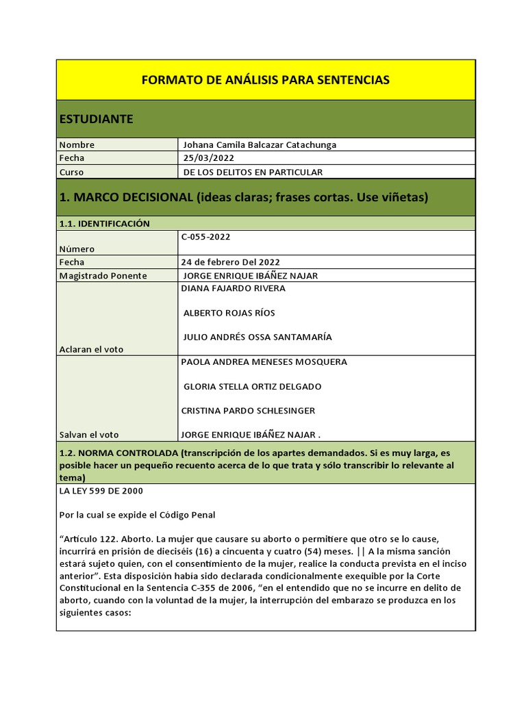 Sentencia C 055 2022 | PDF | Derecho penal | Sentencia (ley)