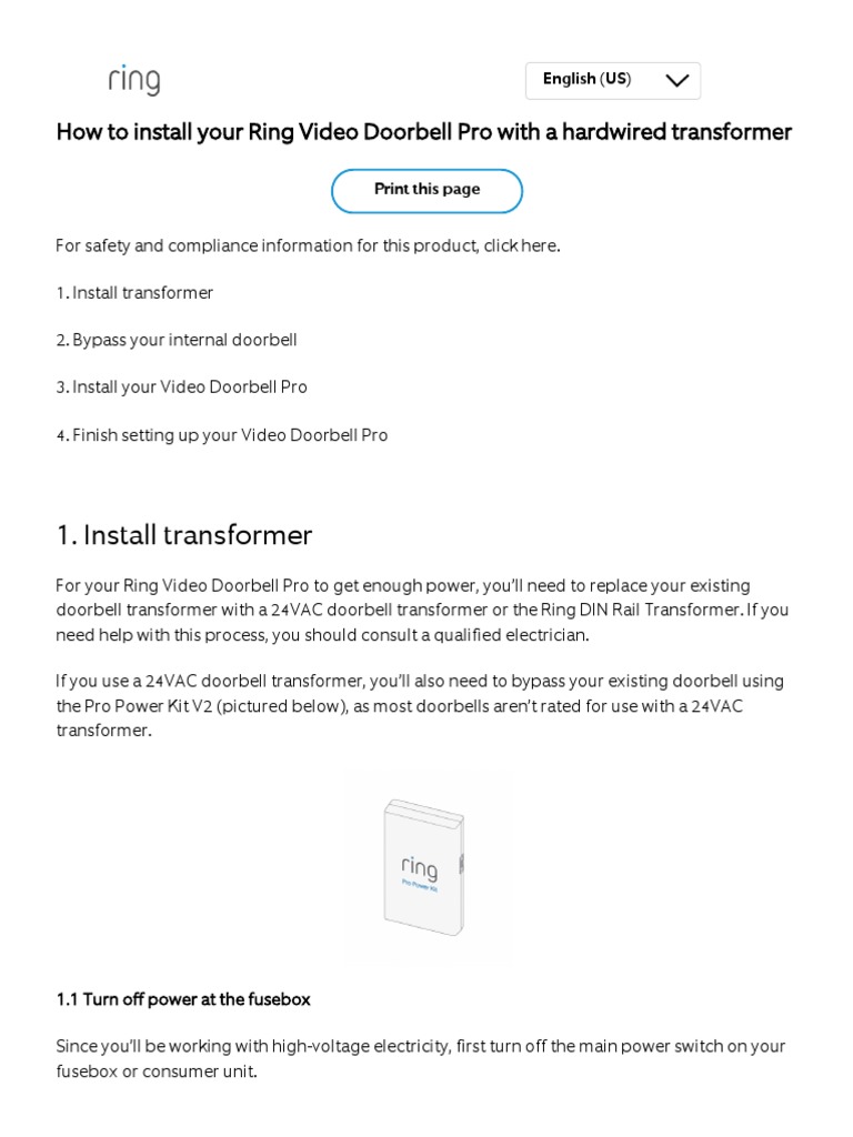 How To Install Your Ring Video Doorbell Pro With A Hardwired Transformer Ring Help PDF