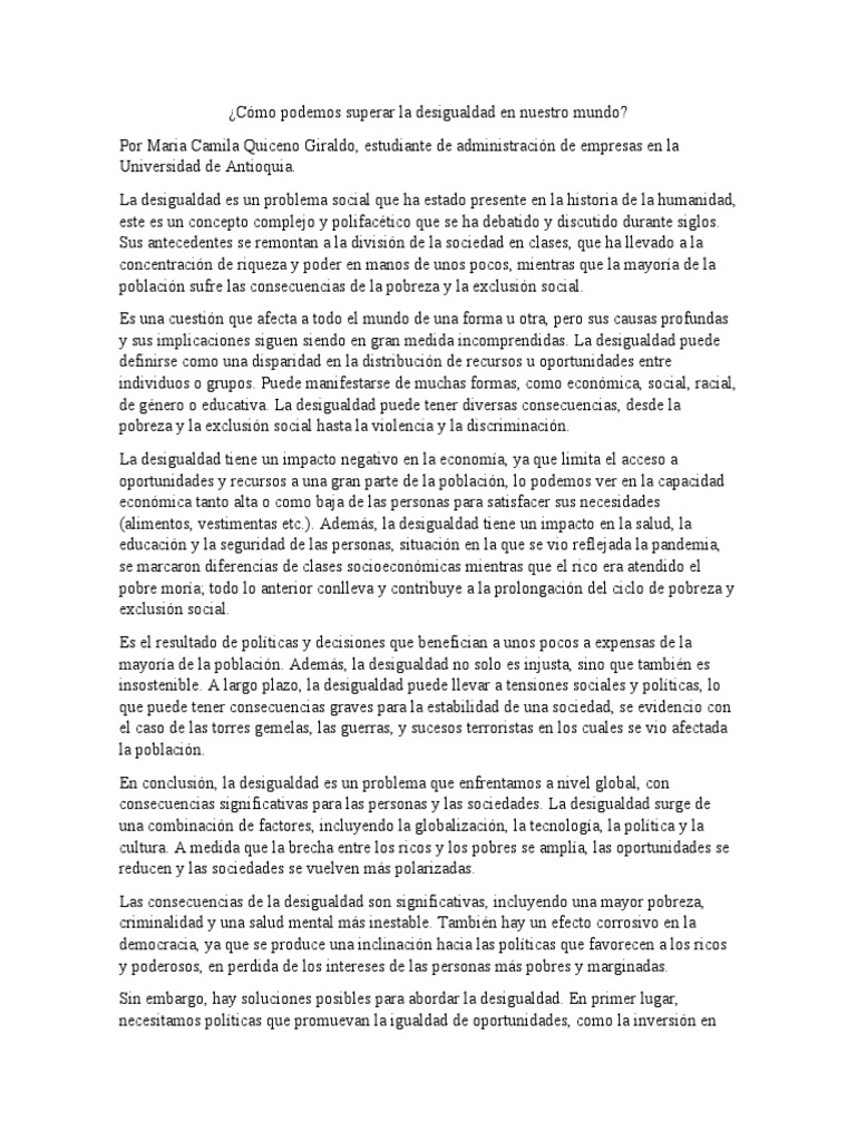 Superando la Desigualdad Social | PDF | Desigualdad social ...