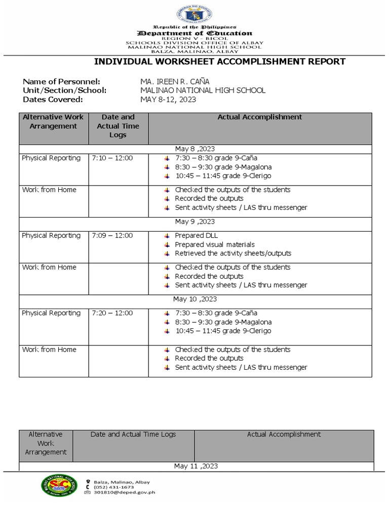 IDLAR Sample Report for Teachers 2023 | PDF