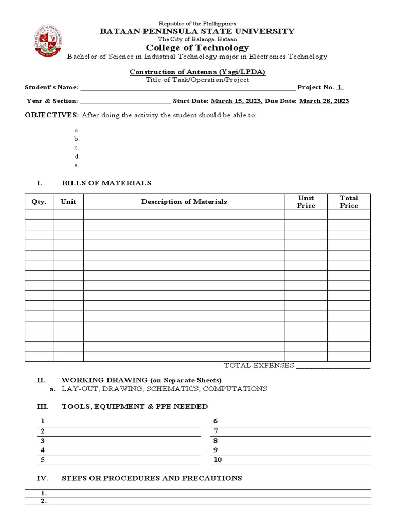 Job Plan in Antenna Construction PDF