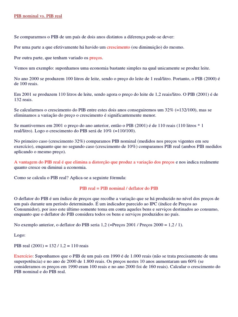 PIB Nominal Vs PIB Real | PDF