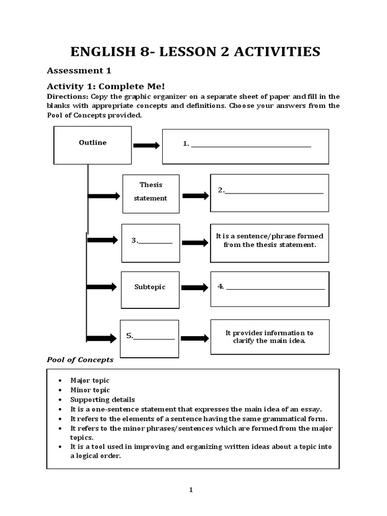 English 8 Lesson 2 Activities FINAL | PDF | Learning