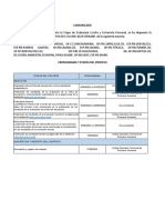 Comunicado - Modificación de Cronograma