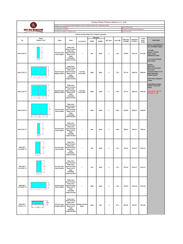 UPVC Windows Quotation and Details | PDF | Visual Cortex | Homogeneous ...