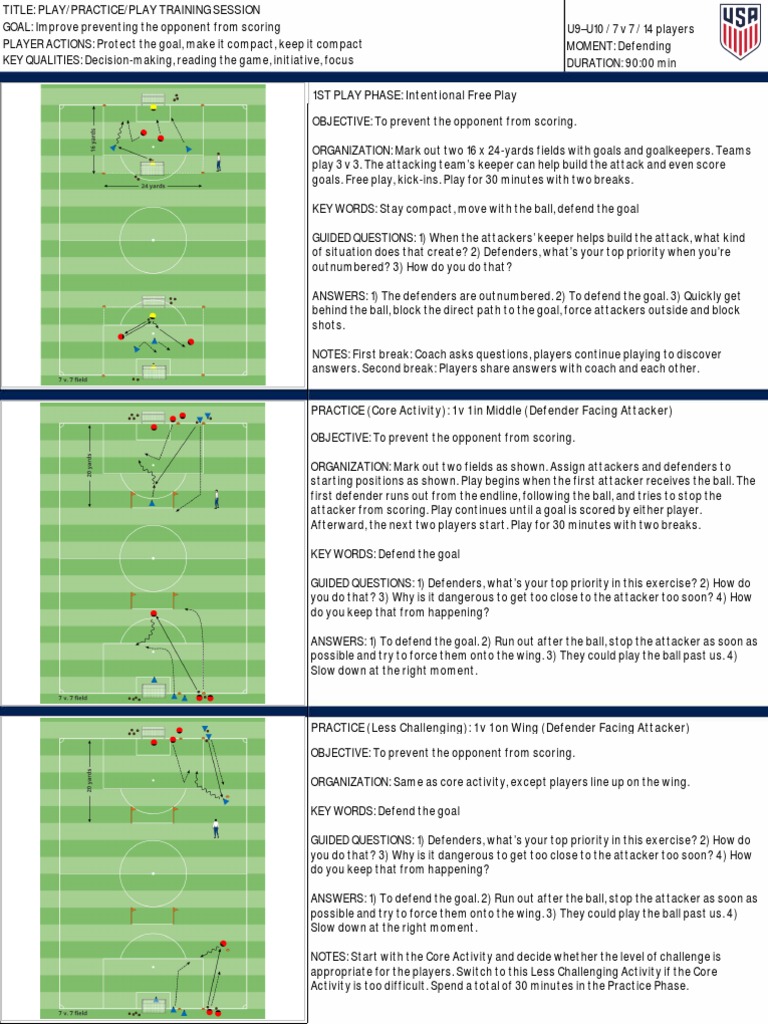 7v7 Soccer Training Session Guide | PDF | Defender (Association ...