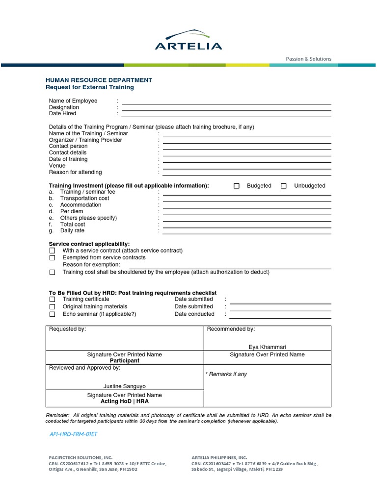 External Training Request Form | PDF