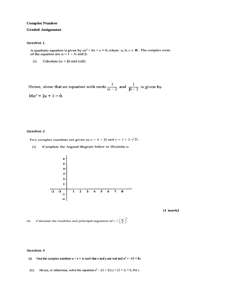 Complex Number Assignment | PDF