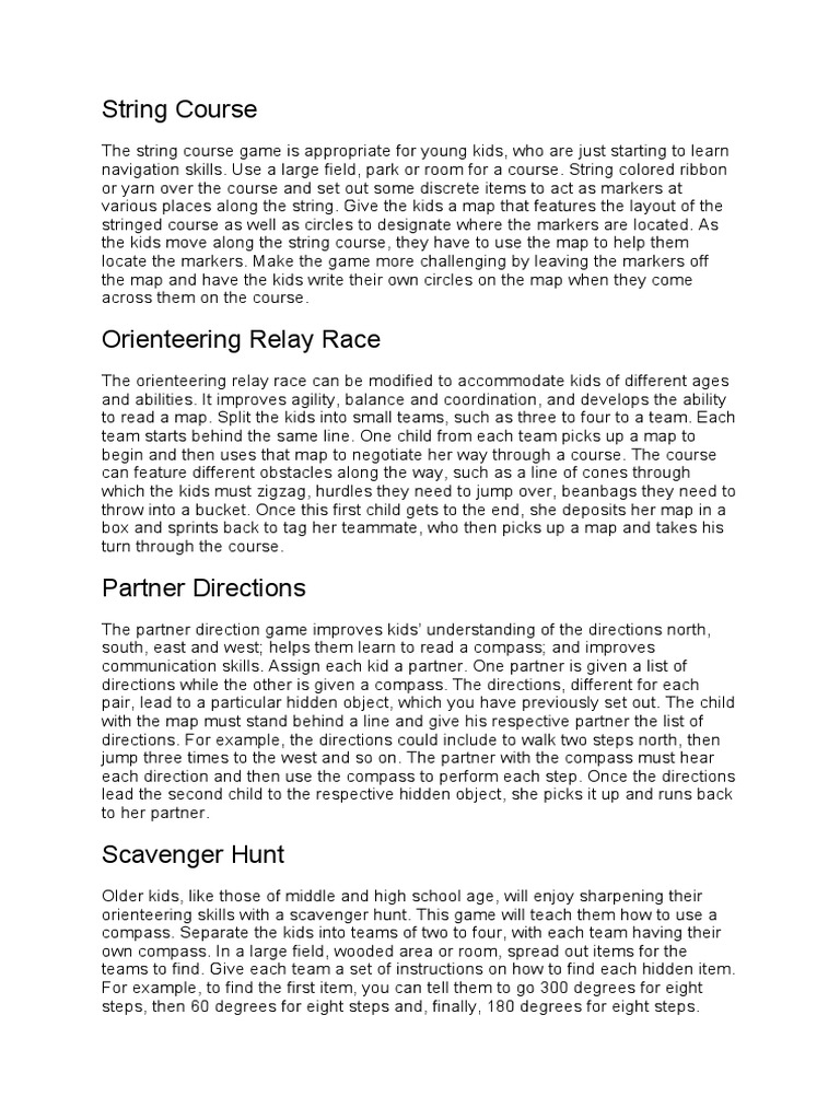 Orienteering Games Pdf Language Arts Discipline Home Garden