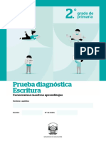 2 Prueba Diagnóstica Escritura, Conozcamos Nuestros Aprendizajes. 2do. Grado de Primaria