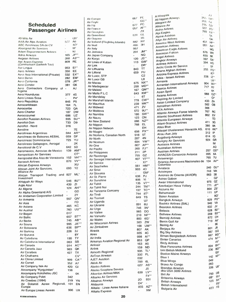 Schedule Airline Codes | PDF | Airlines | Civil Aviation