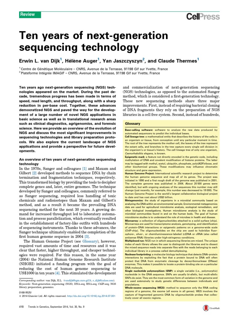 A Decade of Next-Generation Sequencing | PDF | Dna Sequencing ...