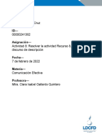 Actividad 8 Resolver Actividad Recurso 8 Análisis Del Discurso de Descripción