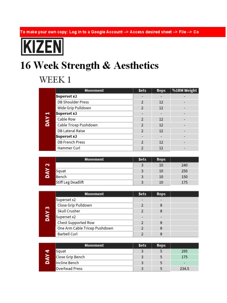 16-Week Strength Training Program | PDF